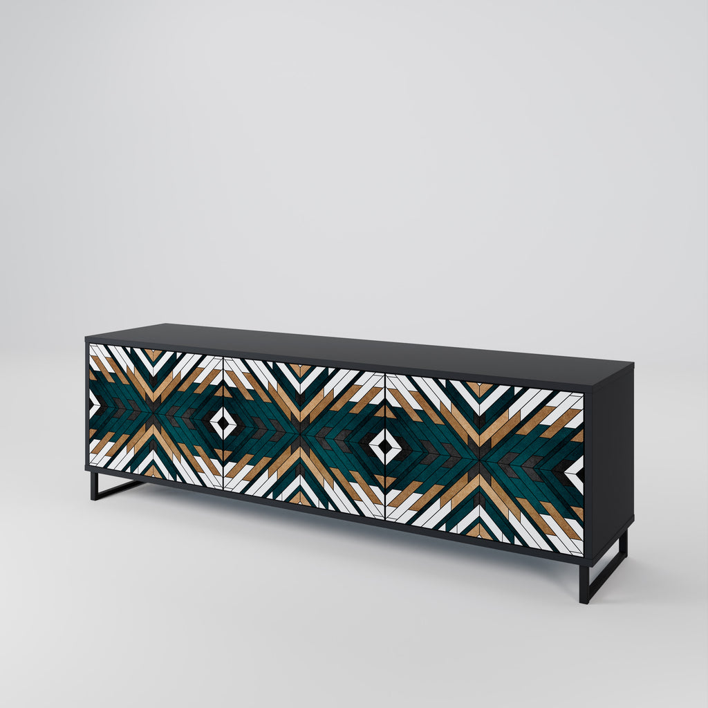 ARTISTIC GEOMETRY 3-dörrars TV-bänk i svart finish