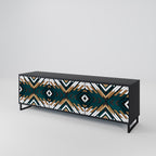 ARTISTIC GEOMETRY 3-Door TV Stand in Black Finish