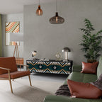 ARTISTIC GEOMETRY 3-Door TV Stand in Black Finish