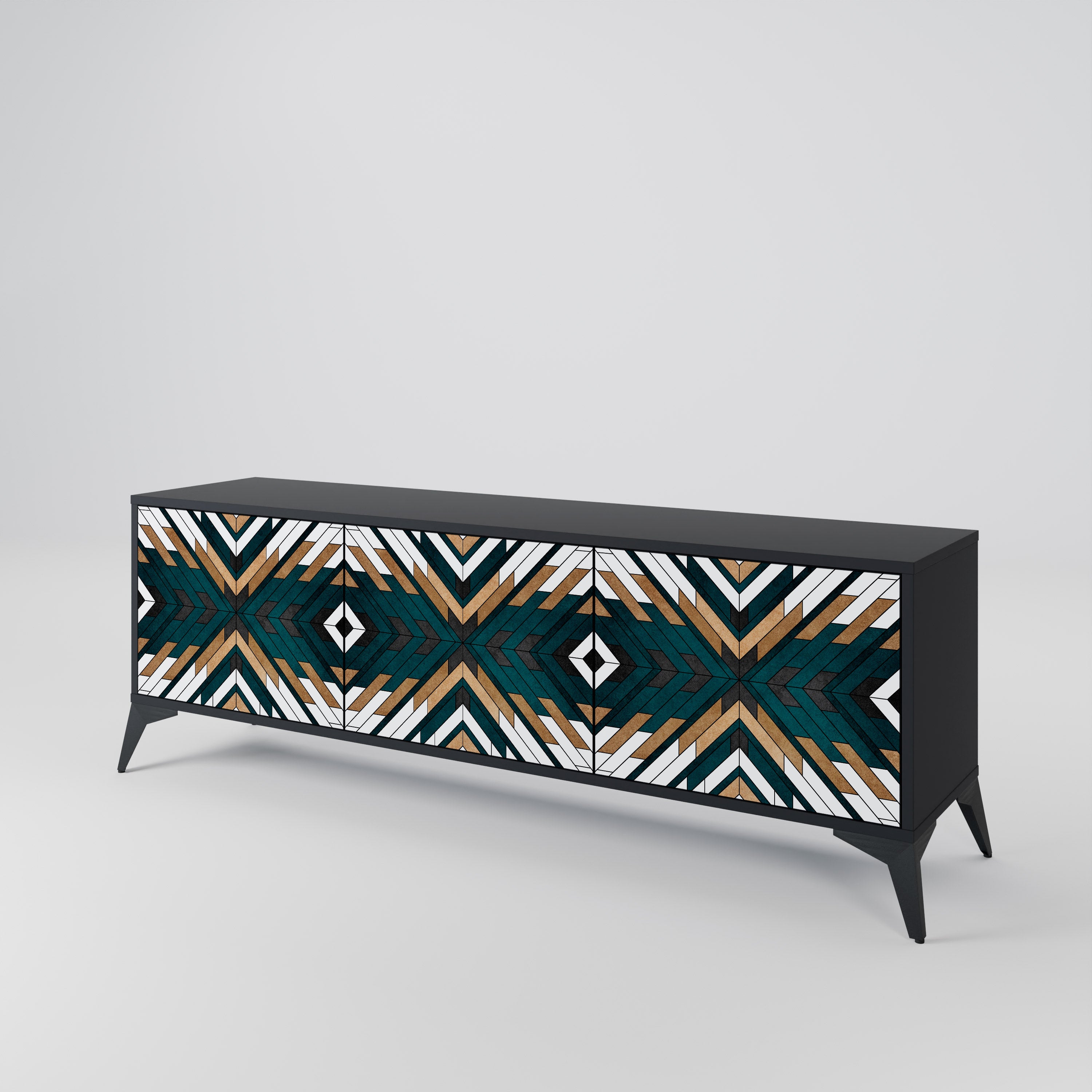 ARTISTIC GEOMETRY 3-dörrars TV-bänk i svart finish