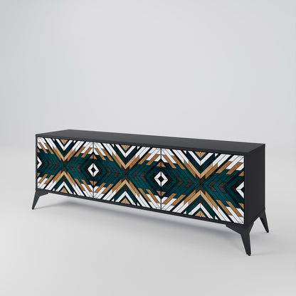 ARTISTIC GEOMETRY 3-dörrars TV-bänk i svart finish