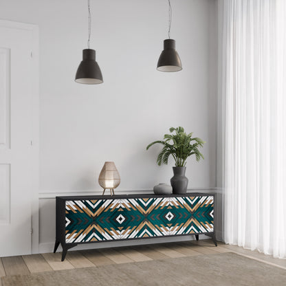 ARTISTIC GEOMETRY 3-dörrars TV-bänk i svart finish