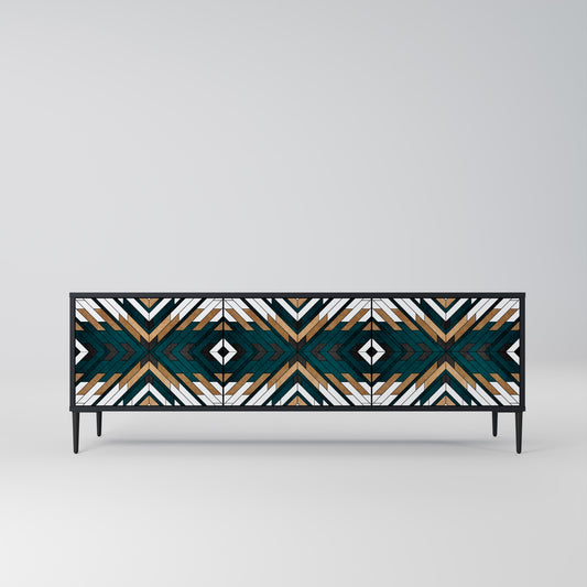 ARTISTIC GEOMETRY 3-dörrars TV-bänk i svart finish