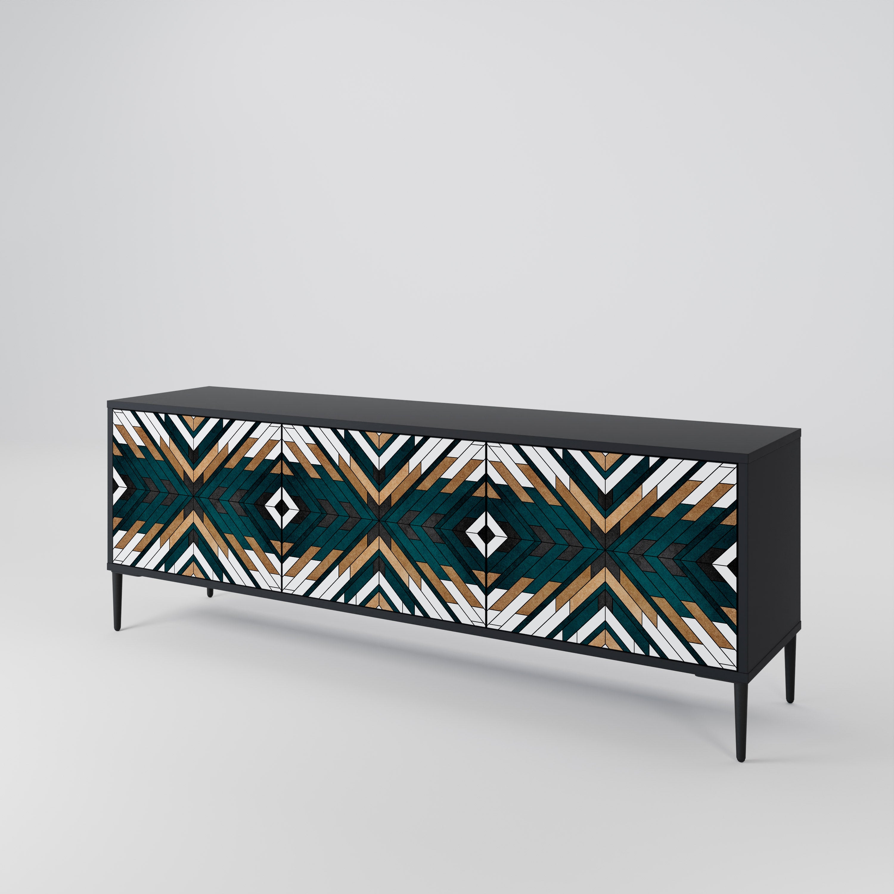 ARTISTIC GEOMETRY 3-dörrars TV-bänk i svart finish