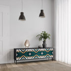 ARTISTIC GEOMETRY 3-Door TV Stand in Black Finish