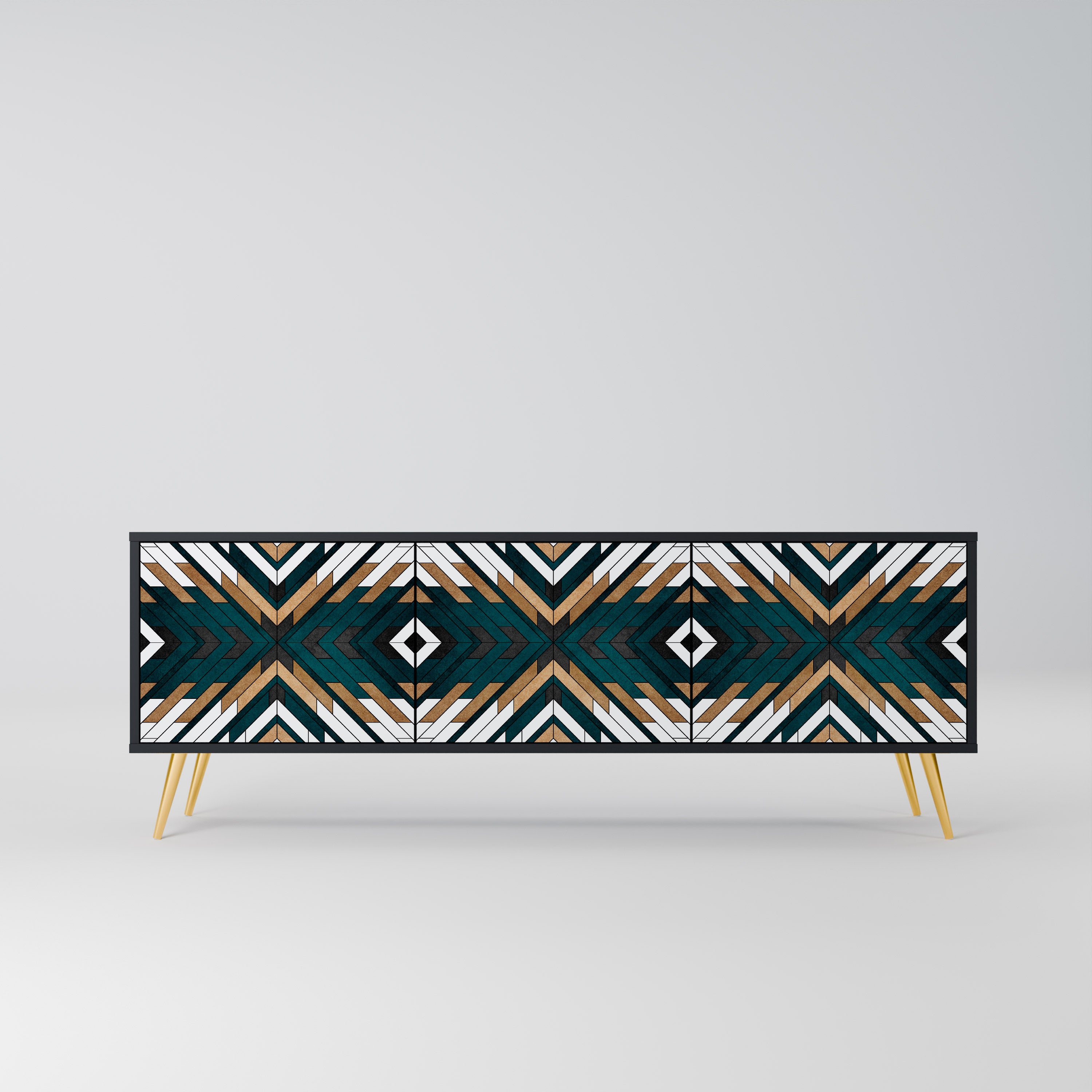 ARTISTIC GEOMETRY 3-dörrars TV-bänk i svart finish