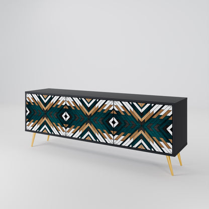 ARTISTIC GEOMETRY 3-dörrars TV-bänk i svart finish