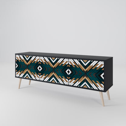 ARTISTIC GEOMETRY 3-dörrars TV-bänk i svart finish