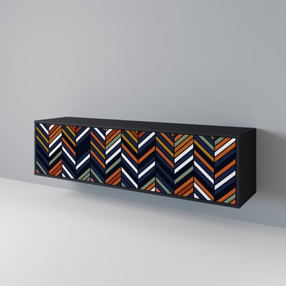 VIBRANT PATCHWORK 3-dörrars TV-bänk i svart finish