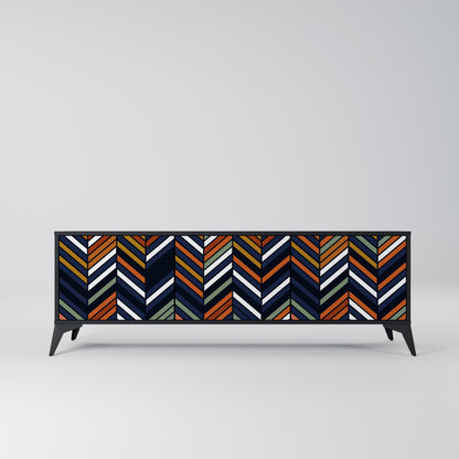 VIBRANT PATCHWORK 3-dörrars TV-bänk i svart finish