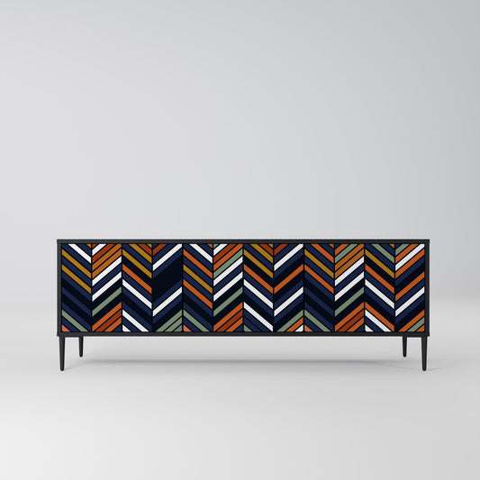VIBRANT PATCHWORK 3-dörrars TV-bänk i svart finish