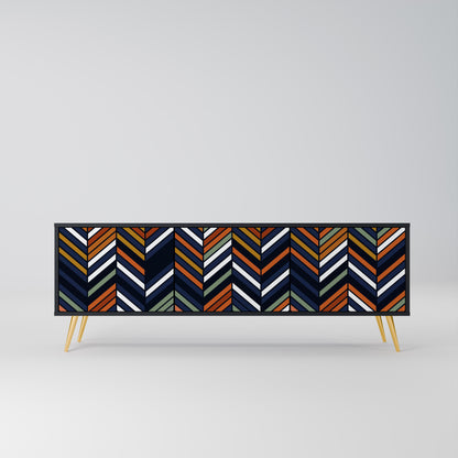 VIBRANT PATCHWORK 3-dörrars TV-bänk i svart finish