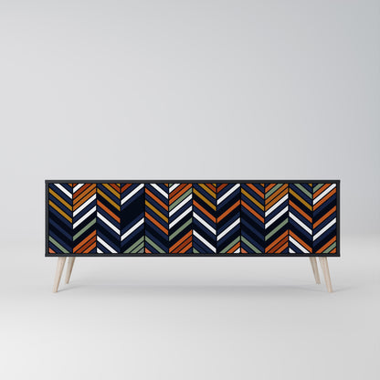 VIBRANT PATCHWORK 3-dörrars TV-bänk i svart finish