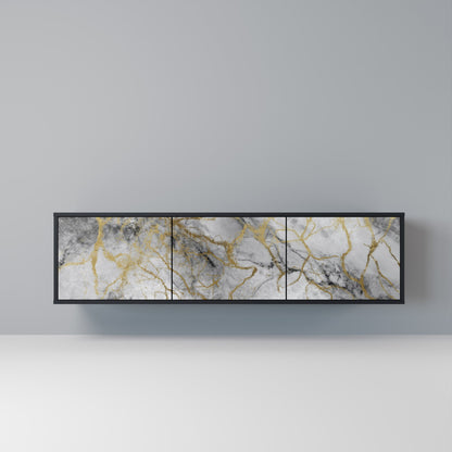 TIMELESS GLIDE 3-dörrars TV-bänk i svart finish