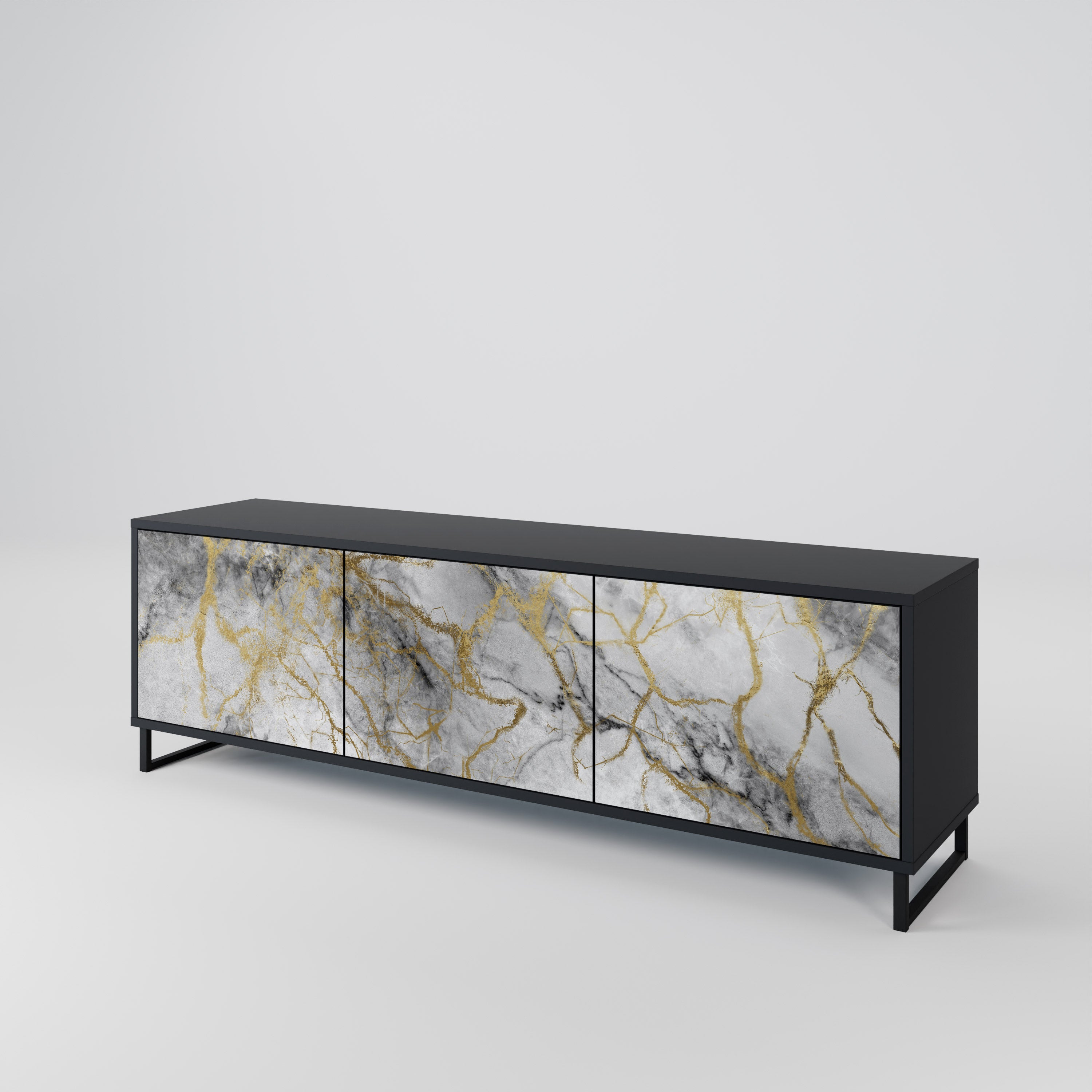 TIMELESS GLIDE 3-dörrars TV-bänk i svart finish