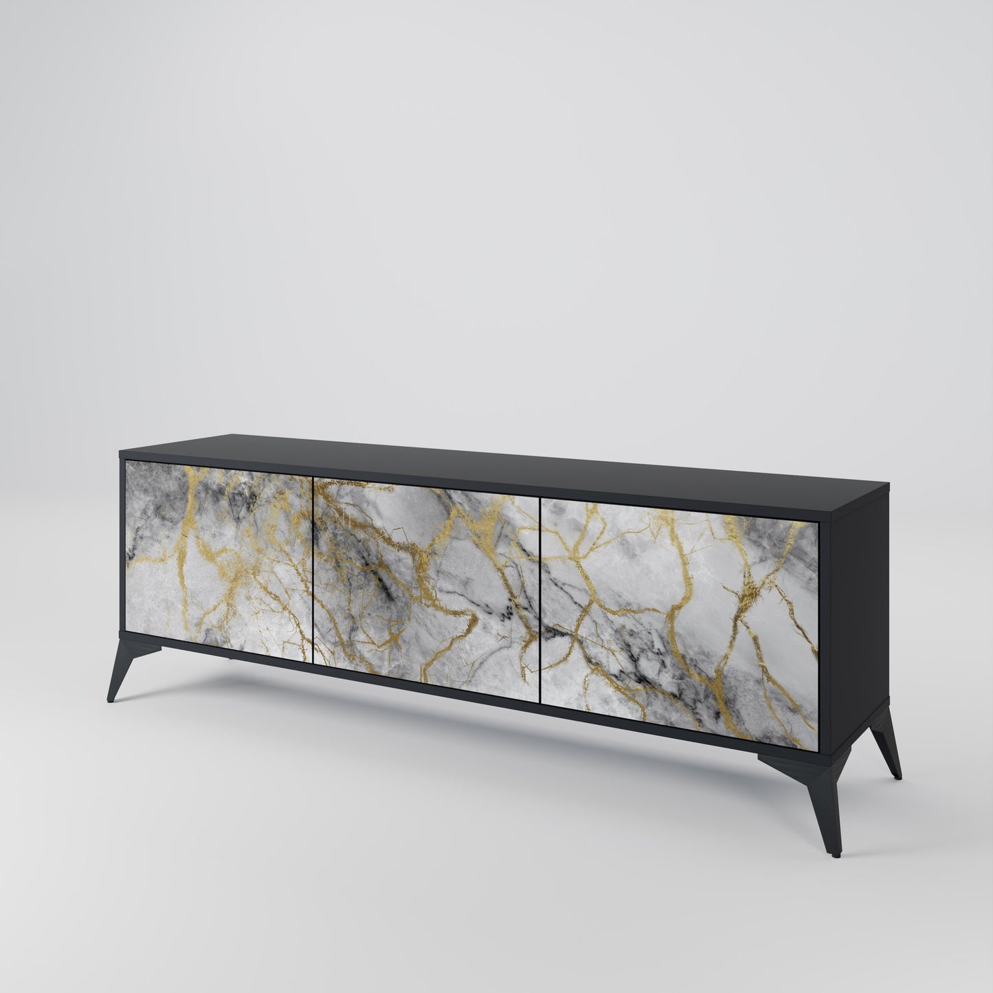 TIMELESS GLIDE 3-dörrars TV-bänk i svart finish