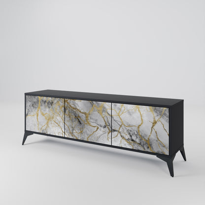 TIMELESS GLIDE 3-dörrars TV-bänk i svart finish