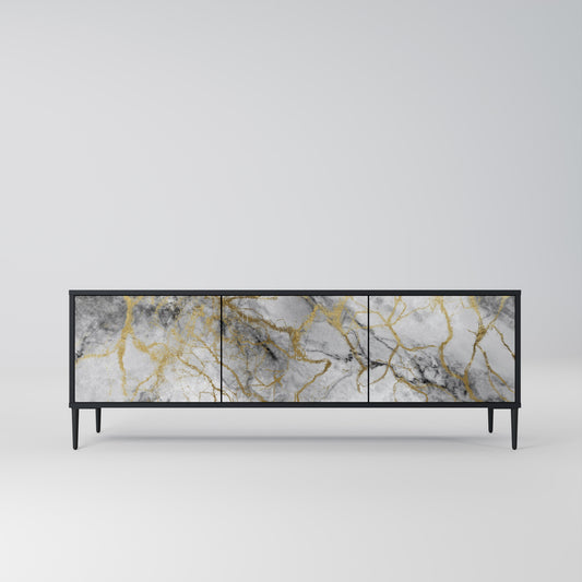 TIMELESS GLIDE 3-dörrars TV-bänk i svart finish