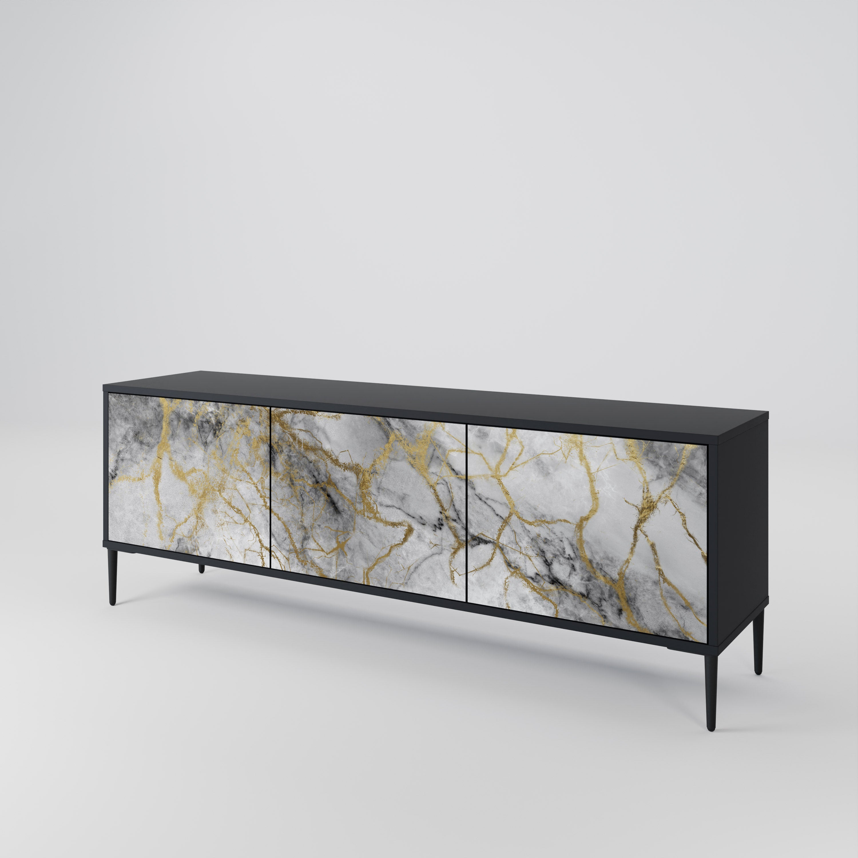 TIMELESS GLIDE 3-dörrars TV-bänk i svart finish