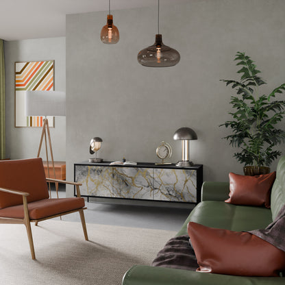 TIMELESS GLIDE 3-dörrars TV-bänk i svart finish