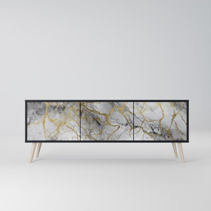 TIMELESS GLIDE 3-dörrars TV-bänk i svart finish