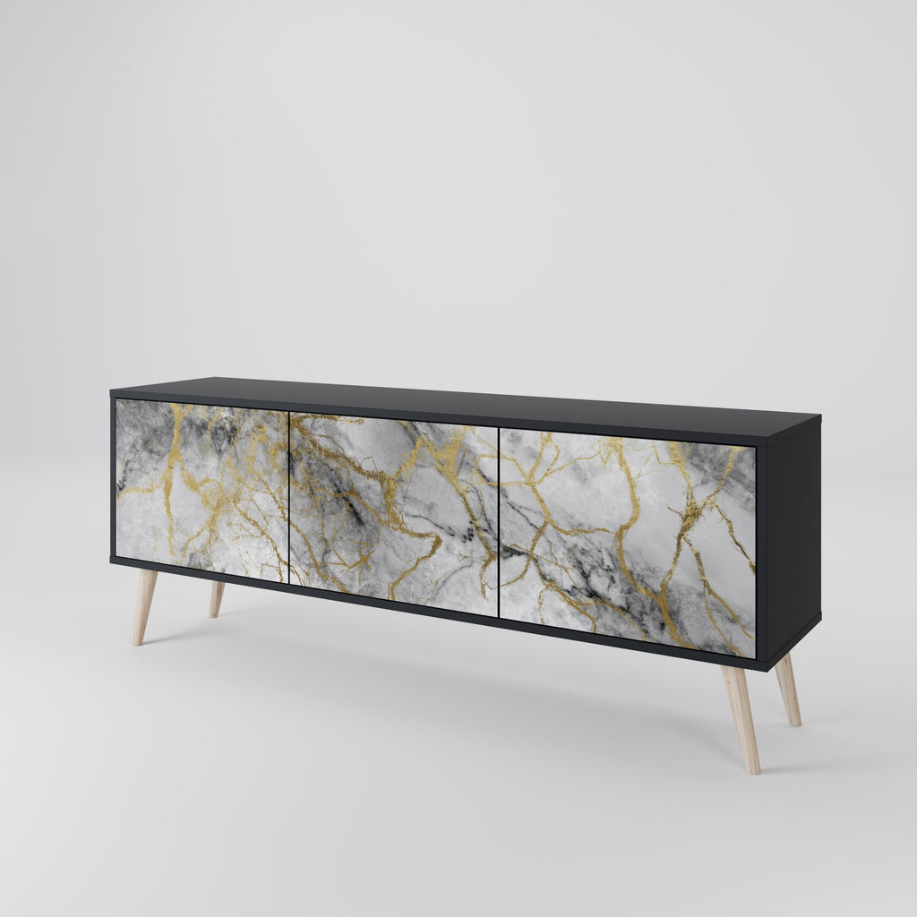 TIMELESS GLIDE 3-dörrars TV-bänk i svart finish