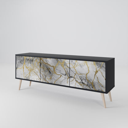 TIMELESS GLIDE 3-dörrars TV-bänk i svart finish
