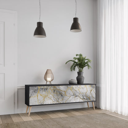 TIMELESS GLIDE 3-dörrars TV-bänk i svart finish