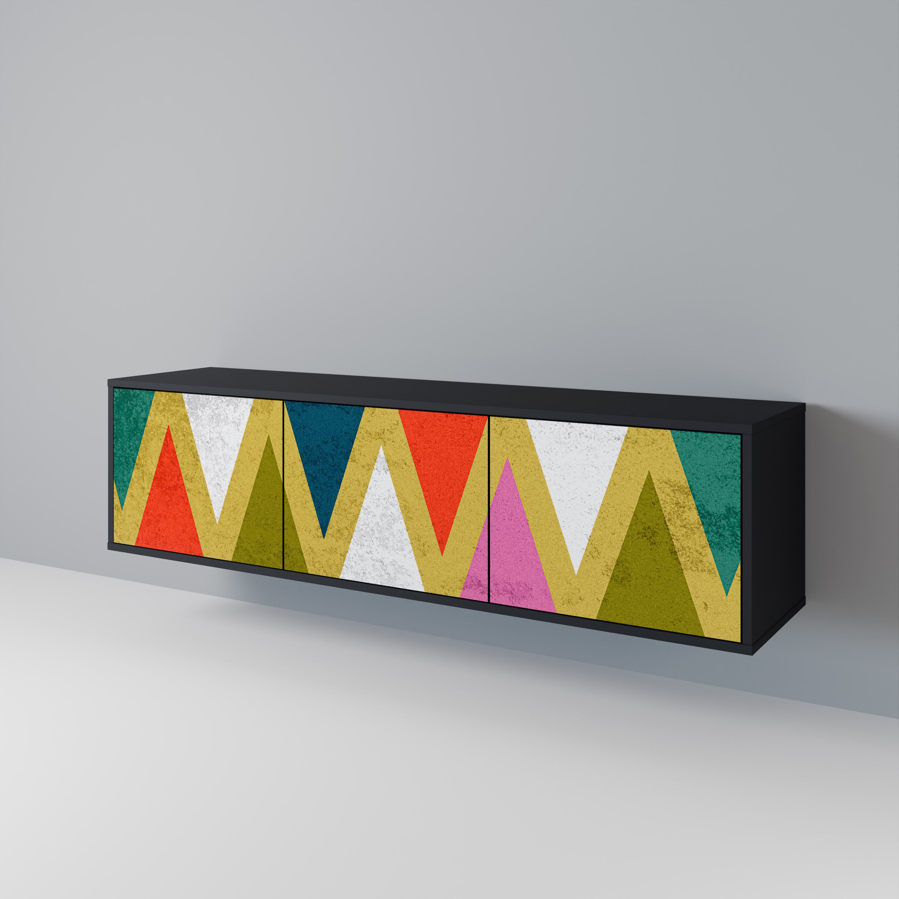COLORFUL TRIANGLES TV-bänk med 3 dörrar