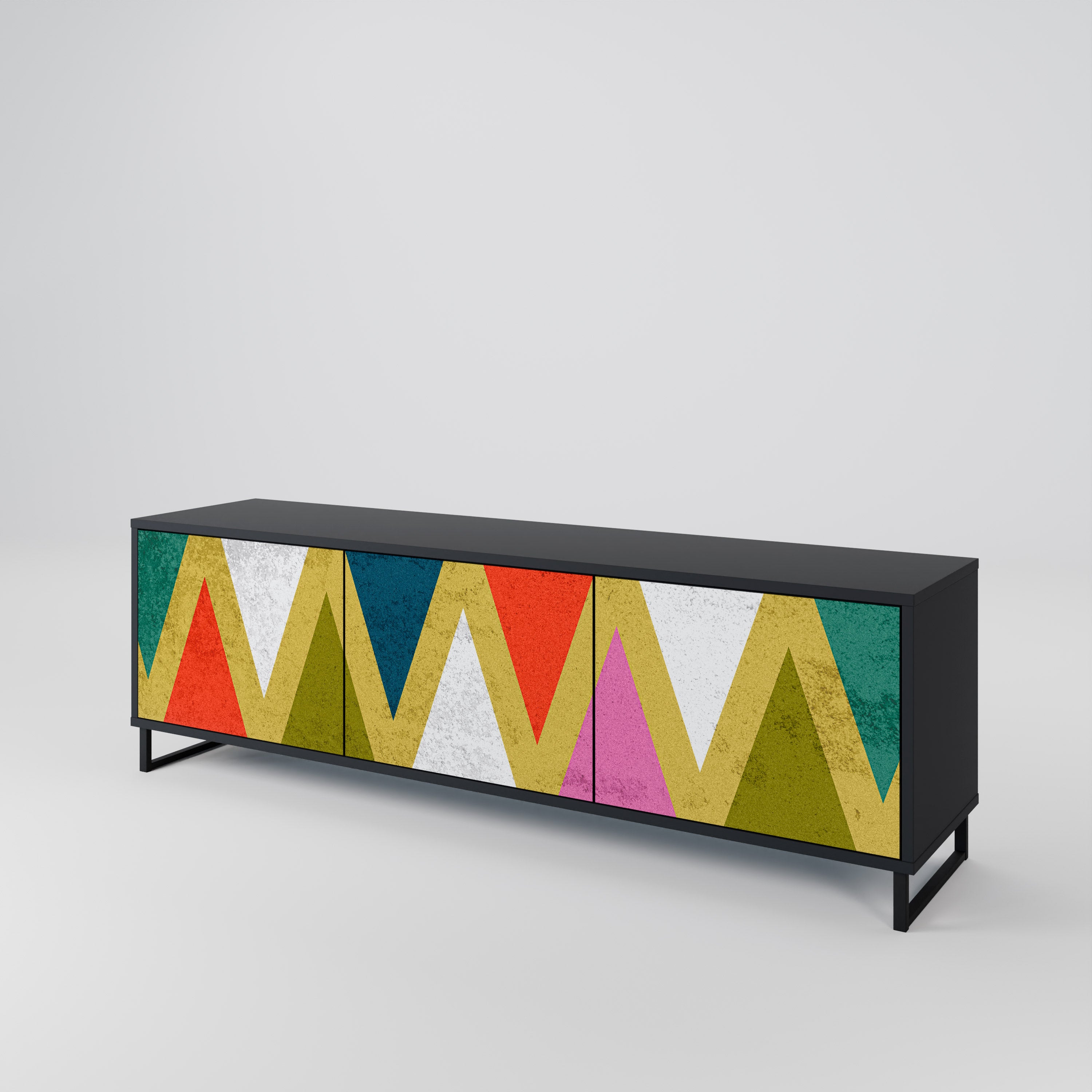 COLORFUL TRIANGLES TV-bänk med 3 dörrar