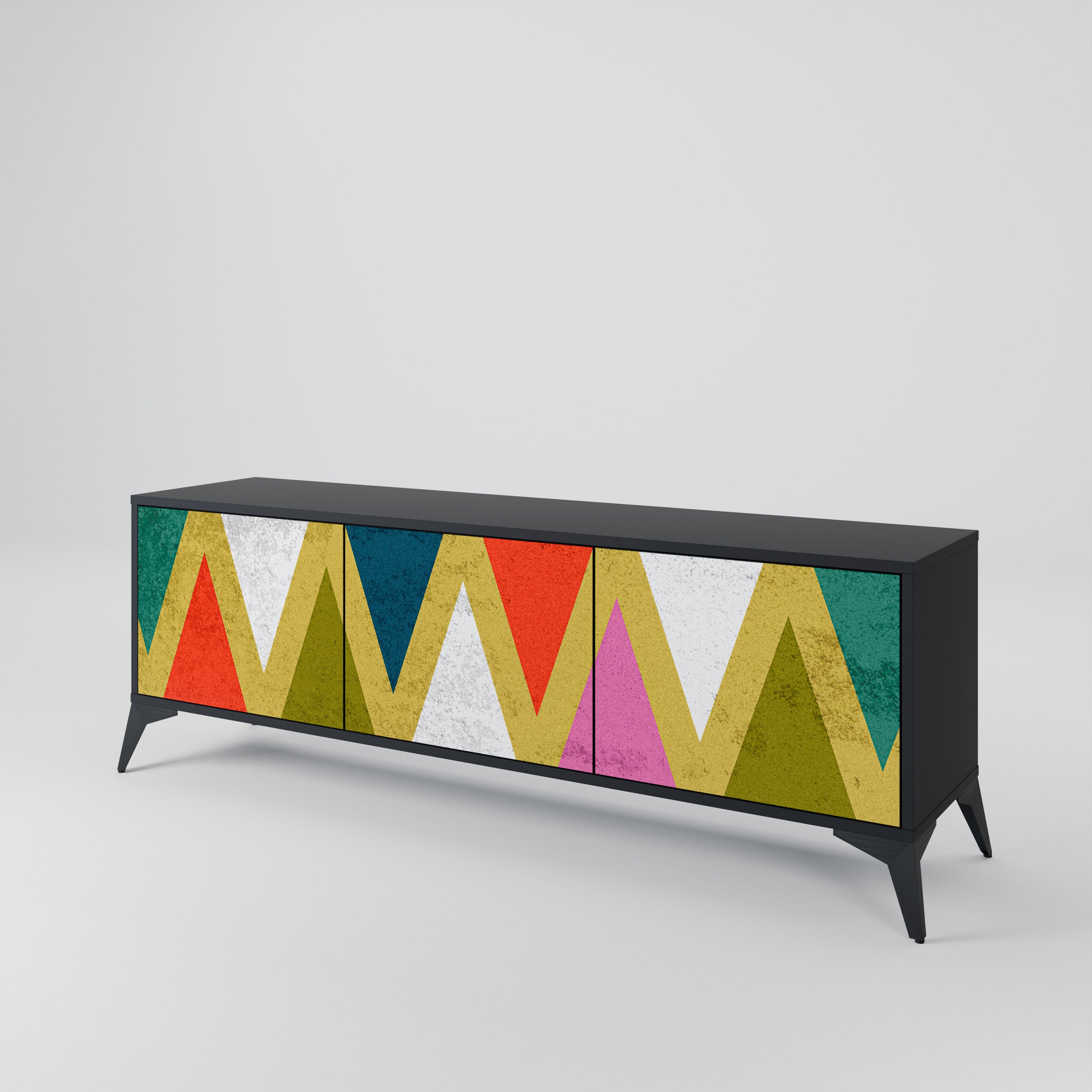COLORFUL TRIANGLES TV-bänk med 3 dörrar