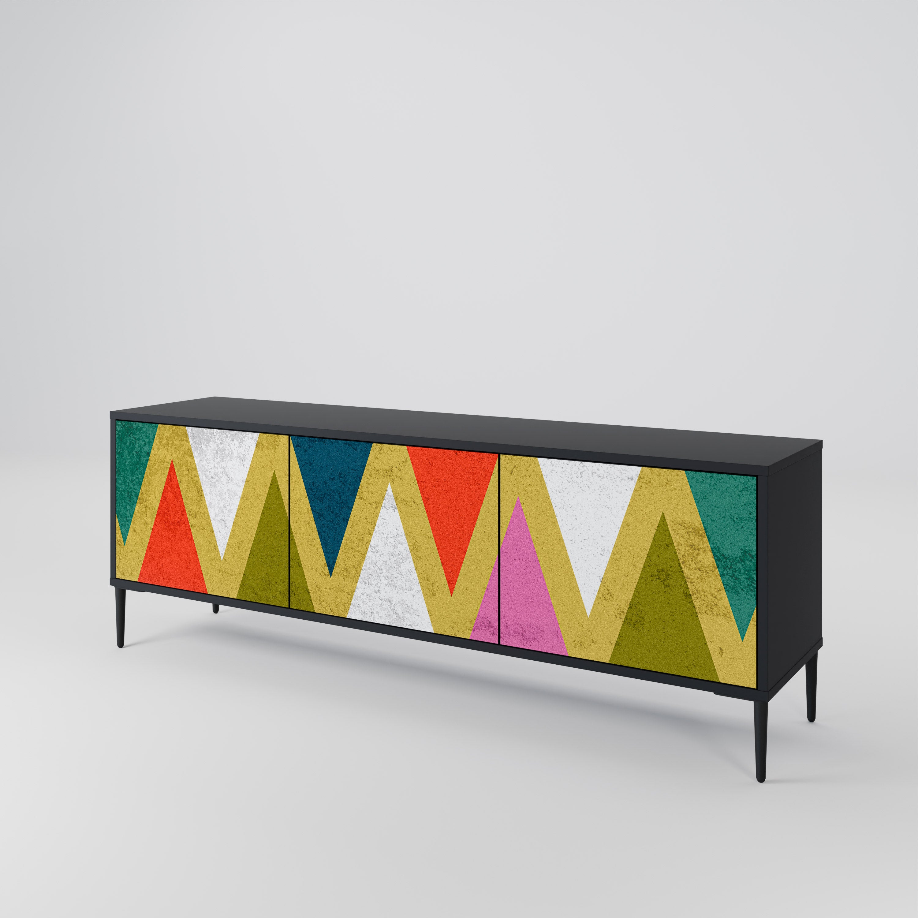 COLORFUL TRIANGLES TV-bänk med 3 dörrar