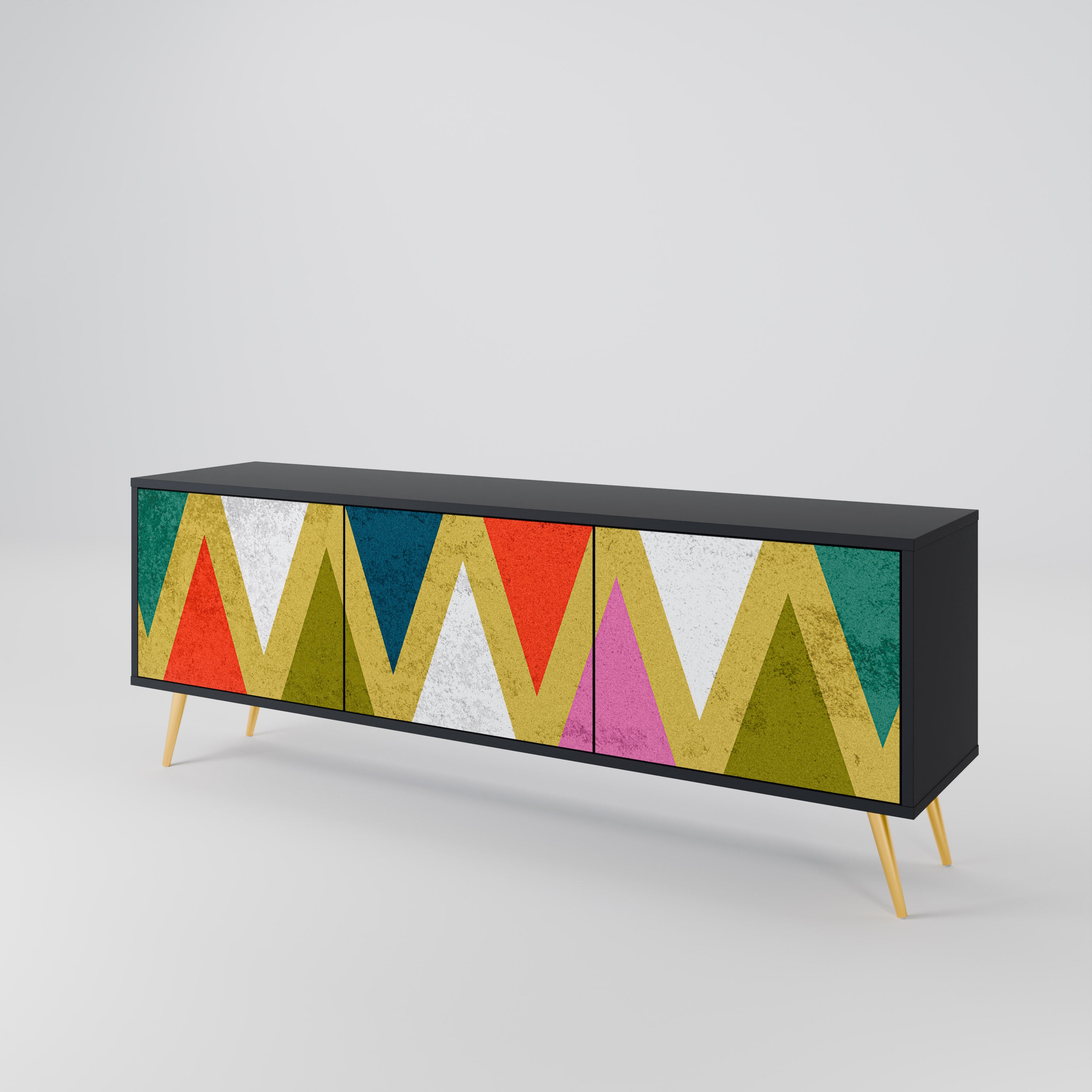 COLORFUL TRIANGLES TV-bänk med 3 dörrar