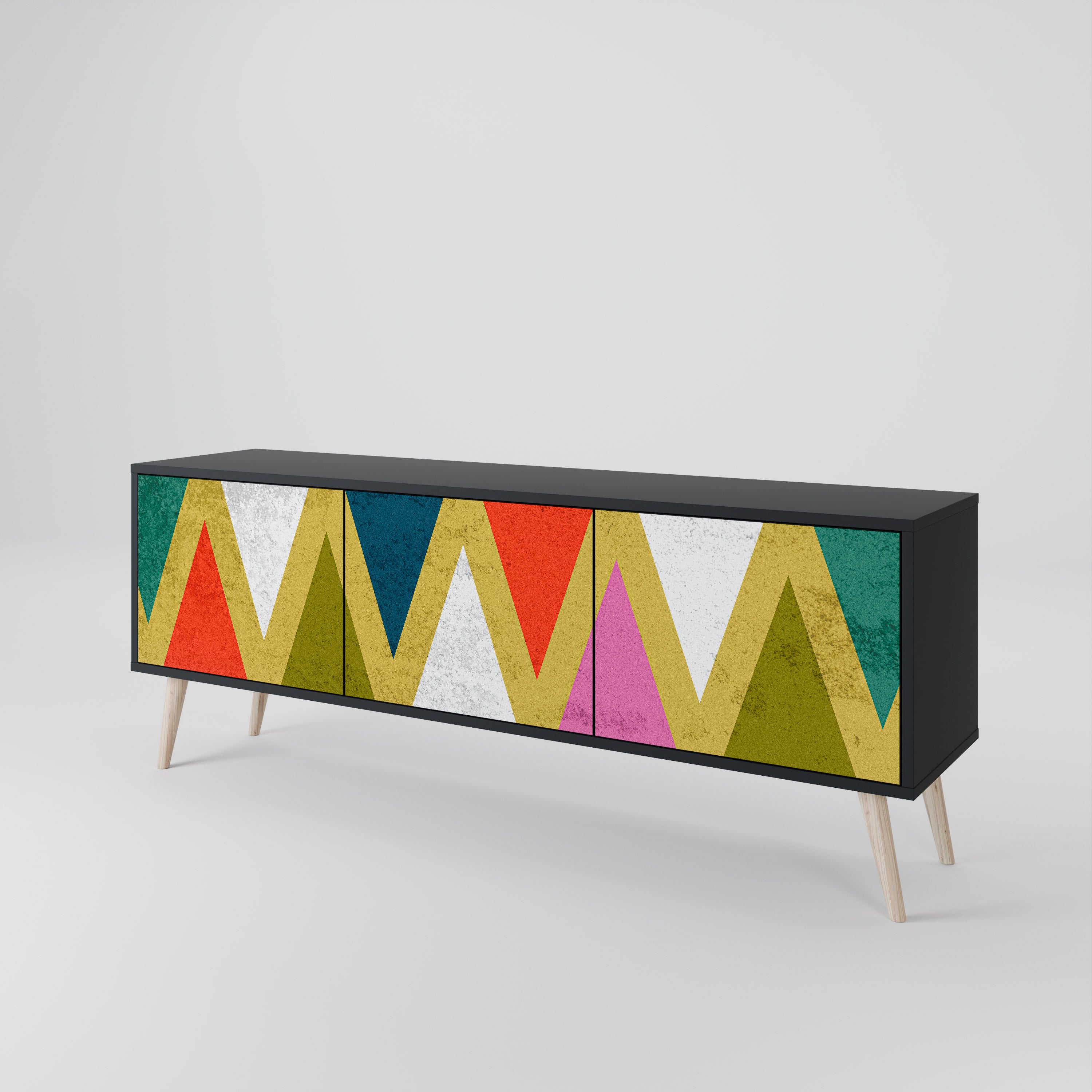 COLORFUL TRIANGLES TV-bänk med 3 dörrar