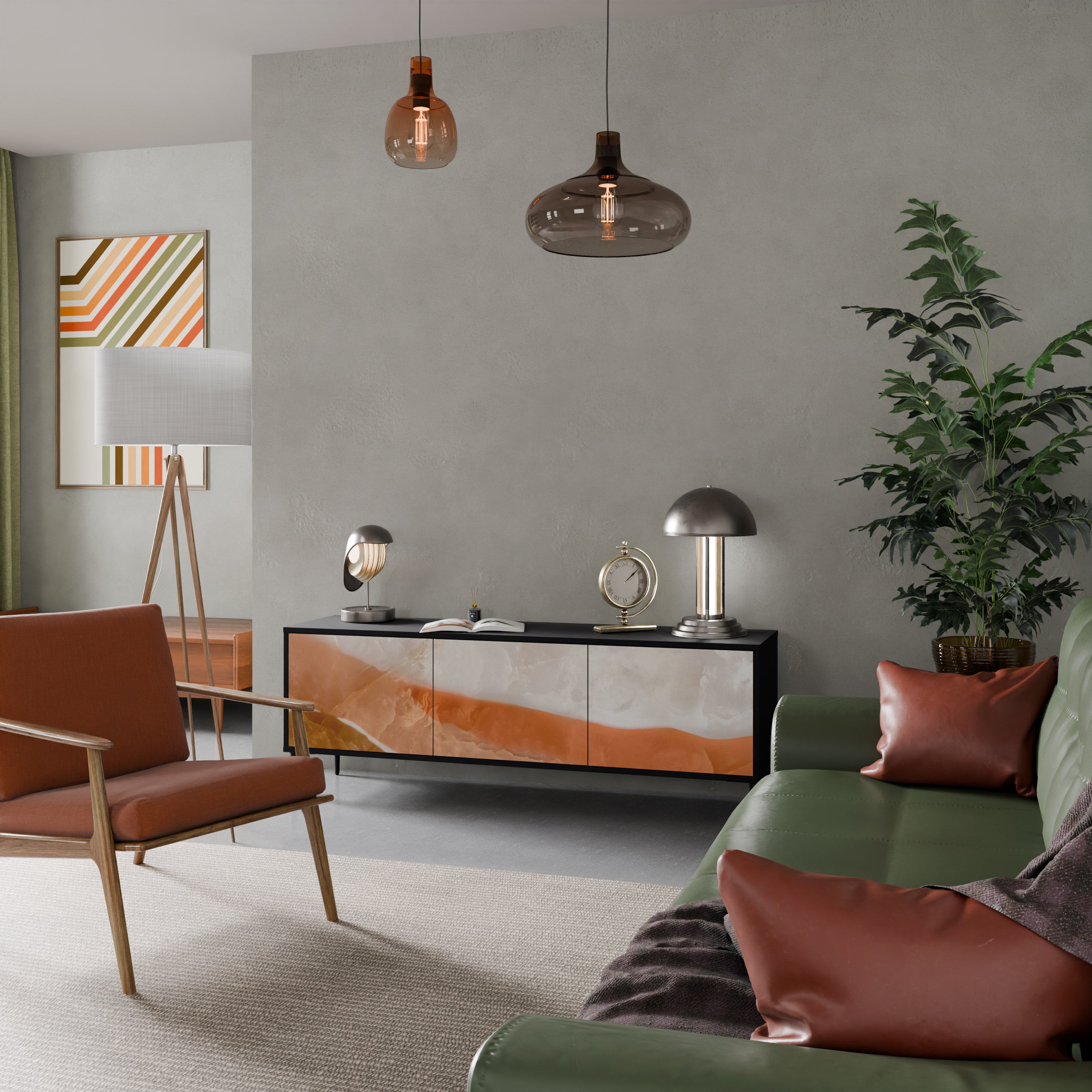 SANDHILLS SPLENDOR 3-dörrars TV-bänk i svart finish