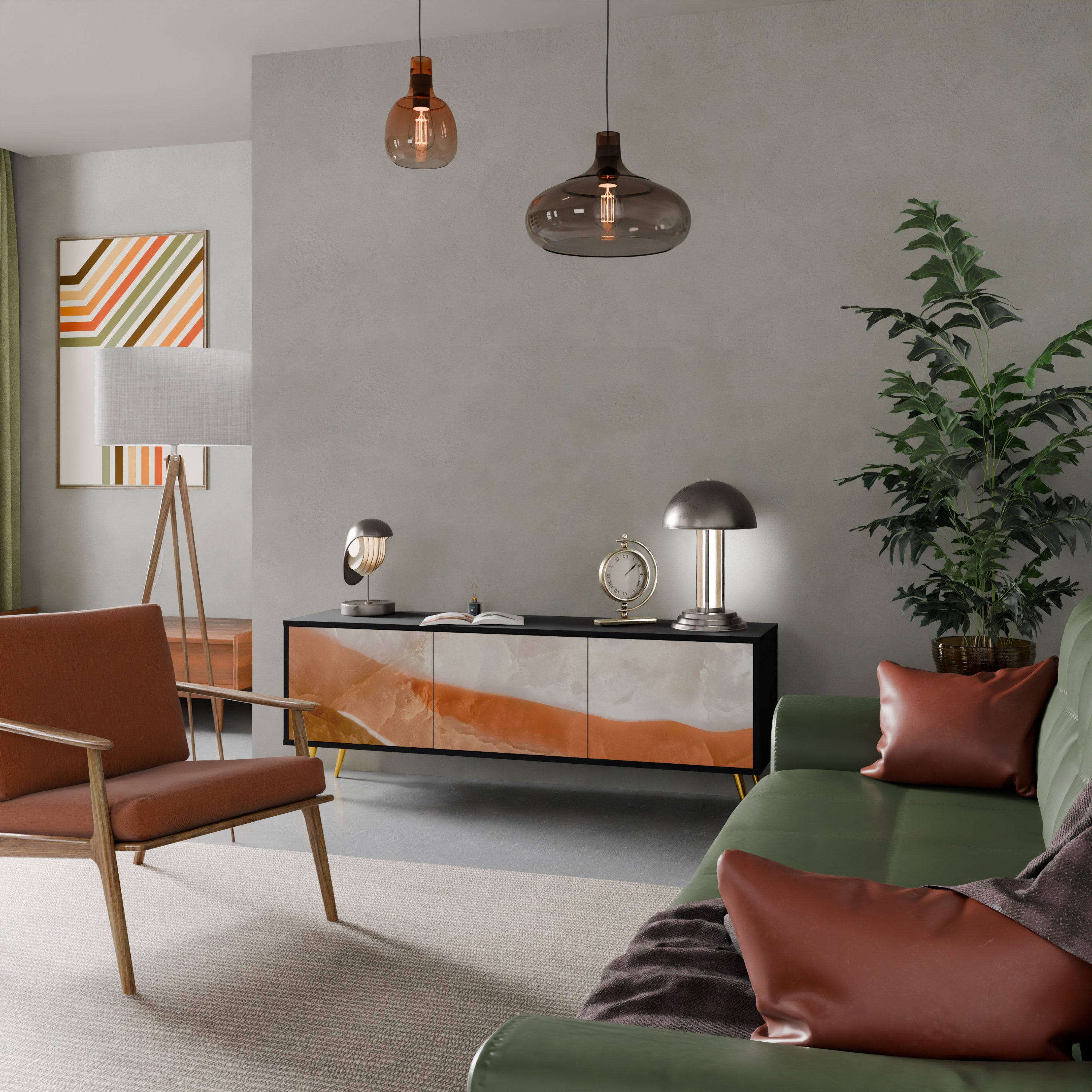 SANDHILLS SPLENDOR 3-dörrars TV-bänk i svart finish