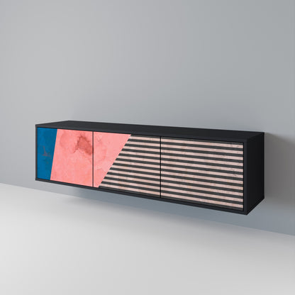 GLAMÖR STRIPE 3-dörrars TV-bänk i svart finish