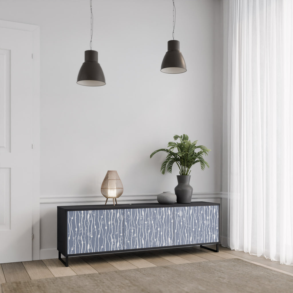 GRAPHITE RAIN 3-dörrars TV-bänk i svart finish