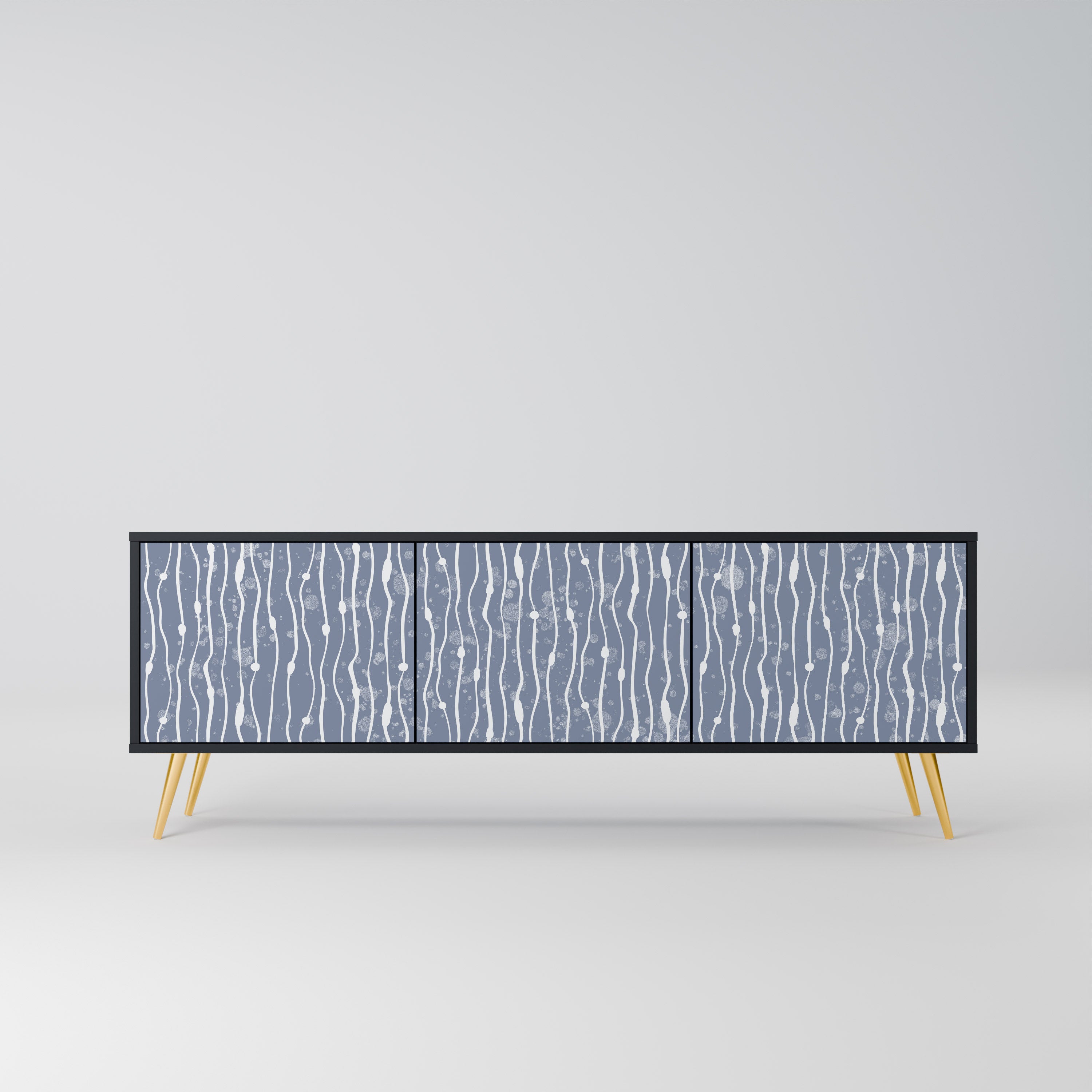 GRAPHITE RAIN 3-dörrars TV-bänk i svart finish