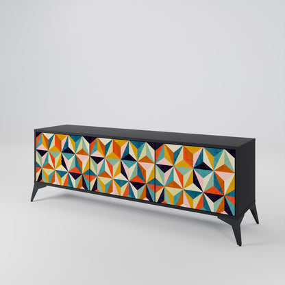 TESSELATE TREASURES 3-dörrars TV-bänk i svart finish
