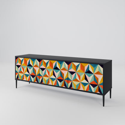 TESSELATE TREASURES 3-dörrars TV-bänk i svart finish