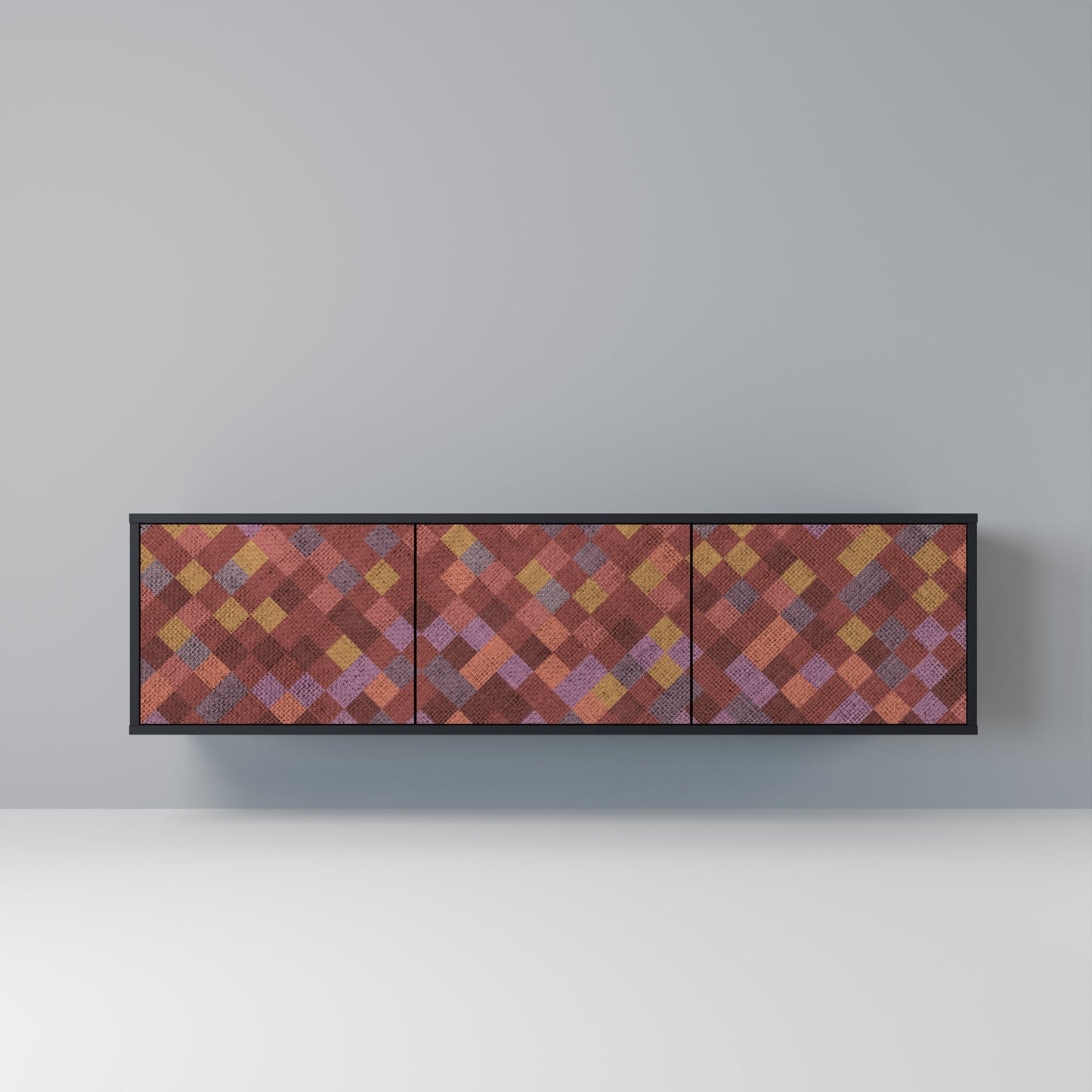 PAINTED SQUARES 3-dörrars TV-bänk i svart finish
