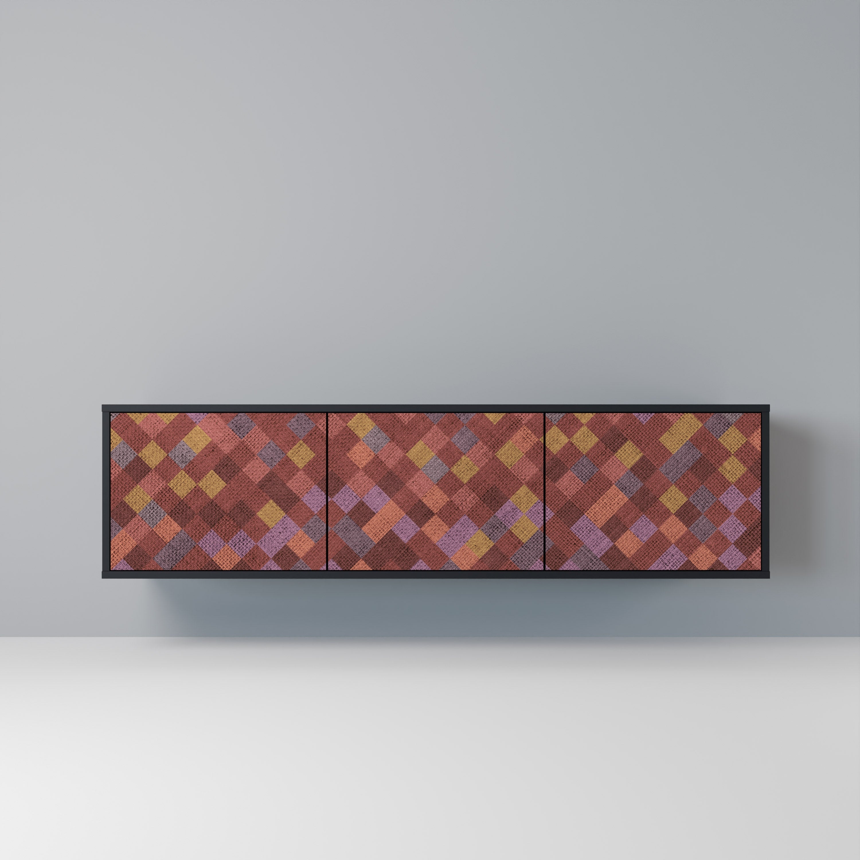 PAINTED SQUARES 3-dörrars TV-bänk i svart finish