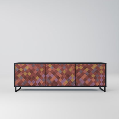 PAINTED SQUARES 3-dörrars TV-bänk i svart finish