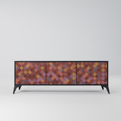 PAINTED SQUARES 3-dörrars TV-bänk i svart finish