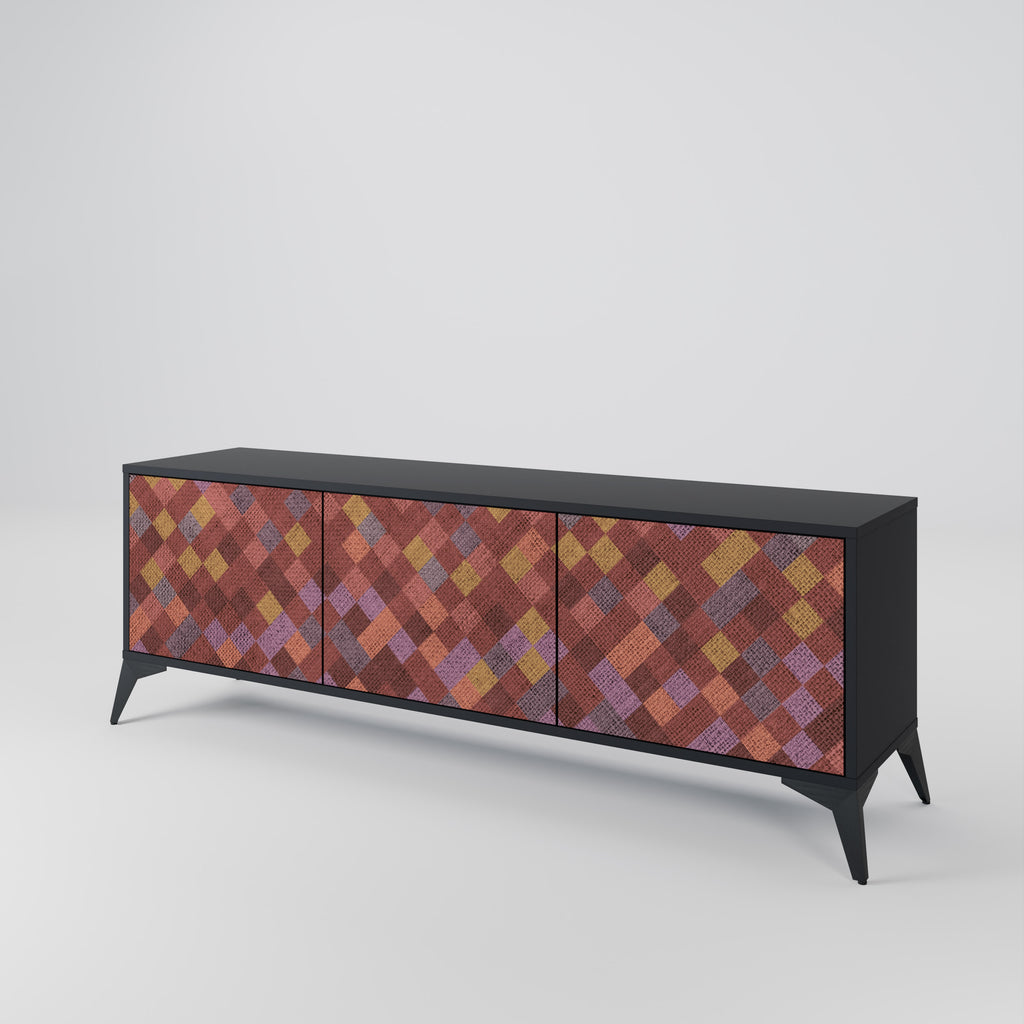 PAINTED SQUARES 3-dörrars TV-bänk i svart finish