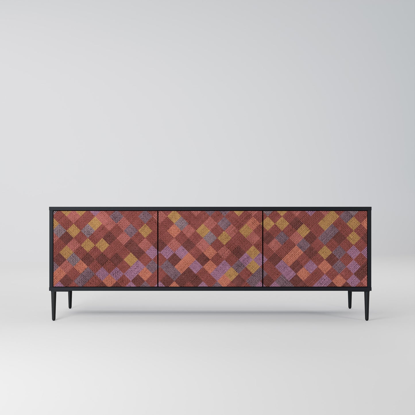 PAINTED SQUARES 3-dörrars TV-bänk i svart finish