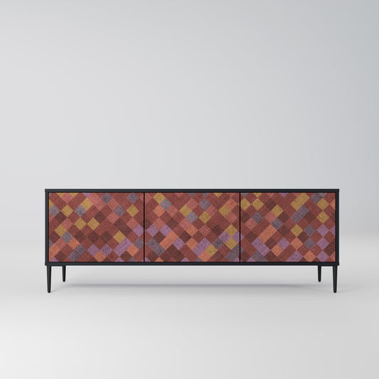 PAINTED SQUARES 3-dörrars TV-bänk i svart finish