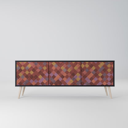 PAINTED SQUARES 3-dörrars TV-bänk i svart finish