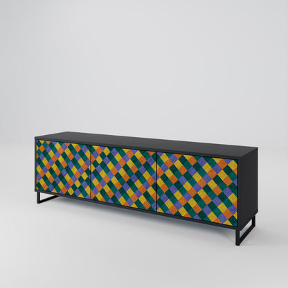 PAINTED SQUARES MIX 3-dörrars TV-bänk i svart finish